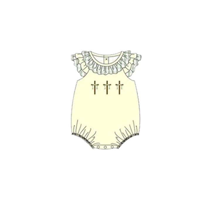 11.26 MOQ:5pcs SR3627 pre-order baby girl clothes cross girl easter summer bubble