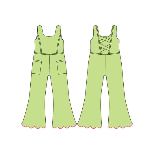 11.25 MOQ:5pcs SR3604 pre-order baby girl clothes green yoga summer romper