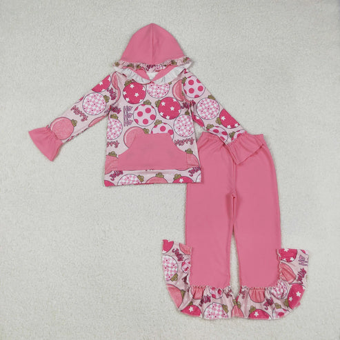 10.31 Sibling Baby Girls Pink Lights Grin Plaid Pocket Hoodies Ruffle Bell Pants Christmas Clothes Sets
