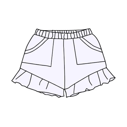 4.12  SS0559 Baby Girls White Pockets Summer Cotton Ruffle Short Bottoms Preorder