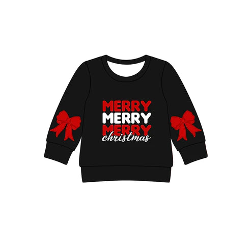 8.14  GT1160 Baby Girls Black Merry Christmas Tee Shirts Top Preorder