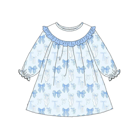 11.13 MOQ:5pcs GLD1497 pre-order toddler girl clothes bows print girl winter dress