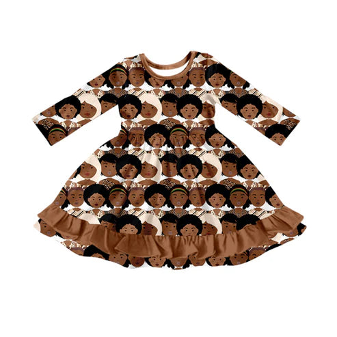 10.20 GLD1374 Baby Girls Black Girls Plaid Ruffle Knee Length Dresses Preorder