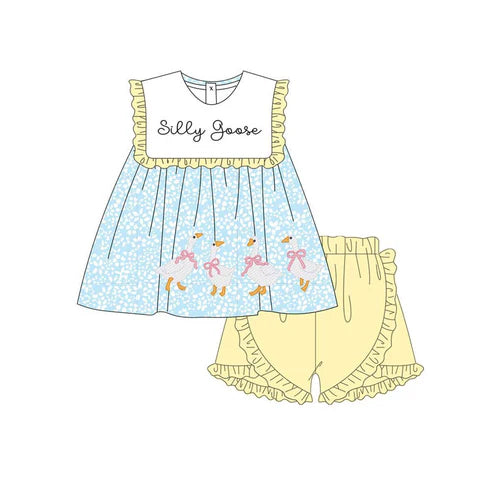 10.30 GSSO2796 Baby Girls Silly Gooses Floral Tunic Ruffle Shorts Clothes Sets Preorder