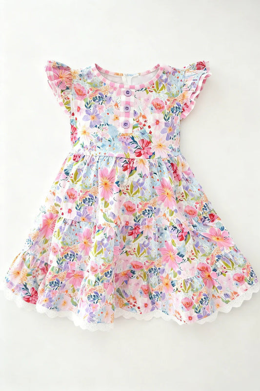 11.27 MOQ:5pcs GSD3235 pre-order toddler girl clothes floral girl summer dress