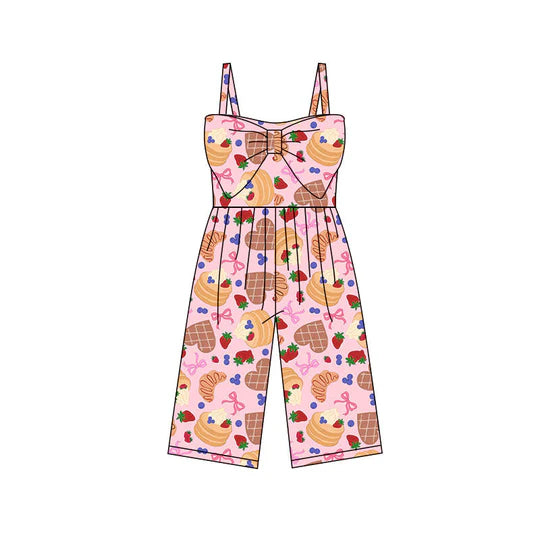 12.12 MOQ:5pcs SR3794 pre-order baby girl clothes cakes print girl summer jumpsuit