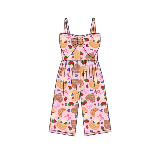 12.12 MOQ:5pcs SR3794 pre-order baby girl clothes cakes print girl summer jumpsuit