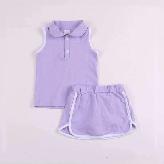 L-3.5 GSD1976 Baby Girls Lavender Pullover Top Sports Shorts Clothes Sets Preorder