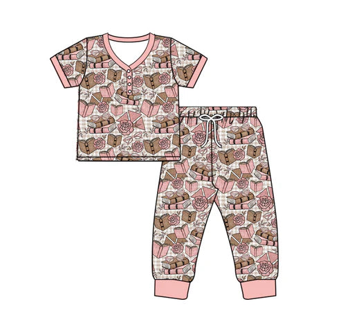 GSPO1860 Adult Women Valentines Flowers Books Tops Pants Pajamas Preorder