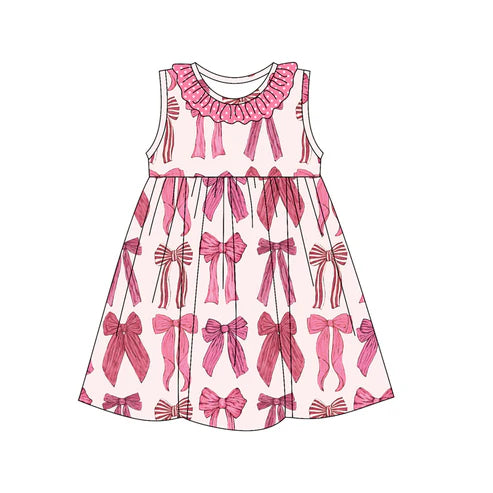 GSD2146 Baby Girls Pink Coquette Bow Knee Length Dresses preorder