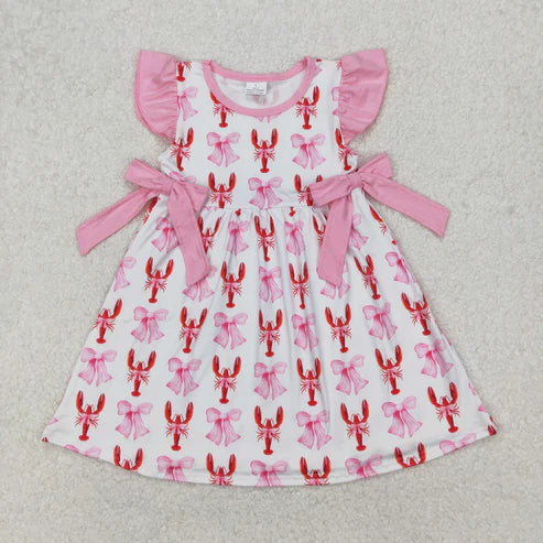 GSD1890 Baby Girls Pink Bows Crawfish Knee Length Dress