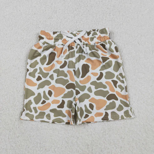 11.12 SS0698 Baby Boys Green Orange Camo Southern Shorts Bottom