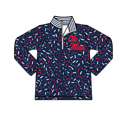 10.17 Custom Moq 8 Baby Boys Navy Sprinkles Zipper Ole Miss Team Pullovers Top