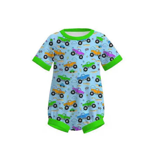 12.9 MOQ:5pcs SR3718 pre-order baby boy clothes car print boy summer bubble