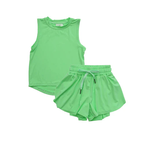 4.10 GSSO2503 Baby Girls Green Sleeveless Top Skorts Sets Preorder