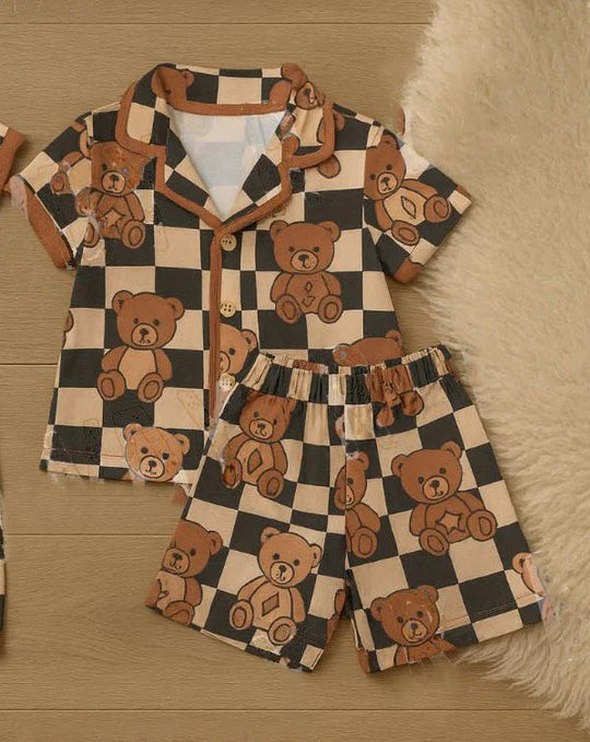 12.10 MOQ：5pcs BSSO1774 pre-order baby boy clothes bear print toddler boy summer outfit