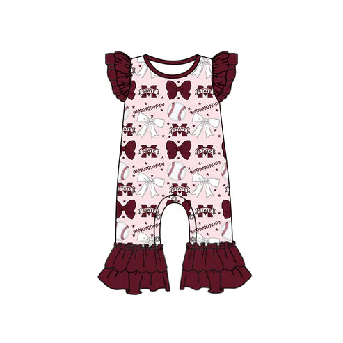 6.25  Custom Moq 3 each item Sibling Baby Girls Mississippi Team Romper Dress Clothes Sets