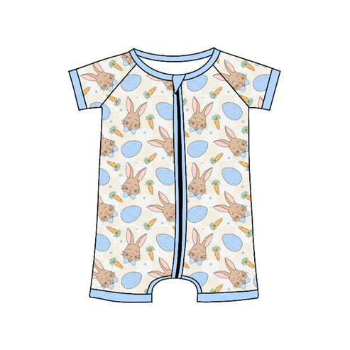 10.21 SR3273 Baby Boys Rabbits Eggs Easter Shorts Zipper Rompers Preorder