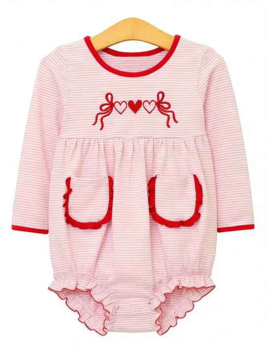 12.15 MOQ:5pcs LR2974 pre-order baby girl clothes heart print toddler girl Valentine winter bubble
