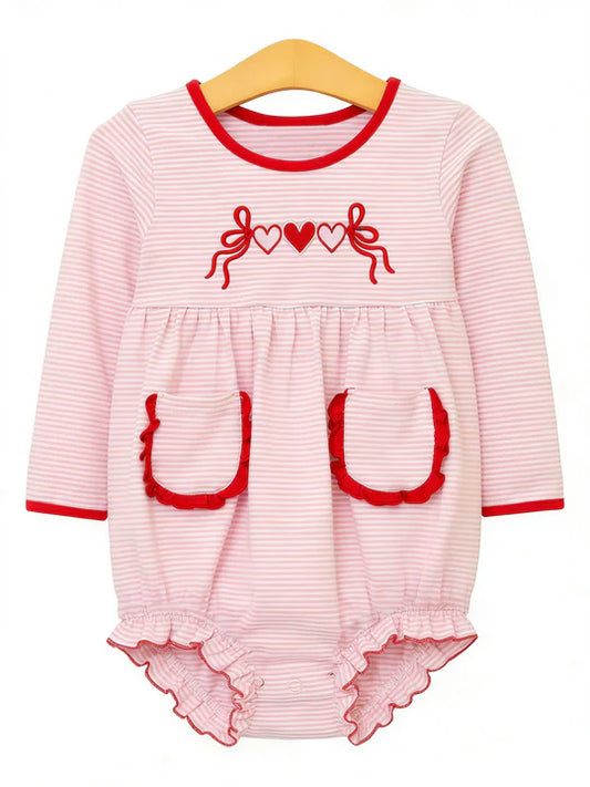12.15 MOQ:5pcs LR2974 pre-order baby girl clothes heart print toddler girl Valentine winter bubble