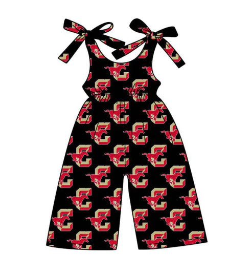 8.9 Custom Moq 5 Baby Girls Bows Strap C Horses Team Pant Jumpsuits