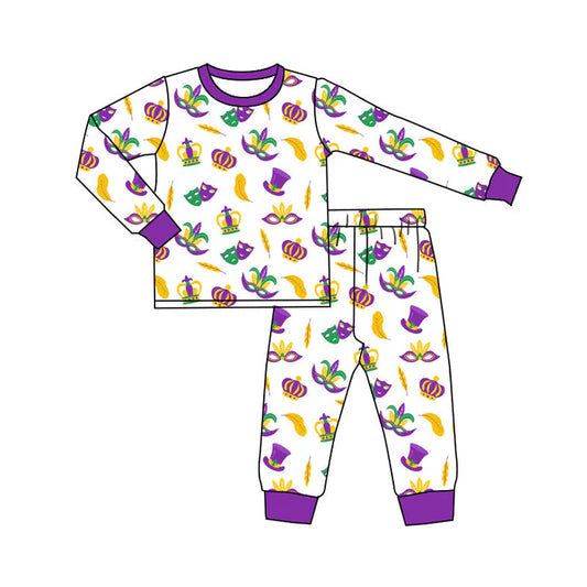 11.7 MOQ:5pcs BLP1379 pre-order toddler boy clothes mardi gras boy pajamas outfit