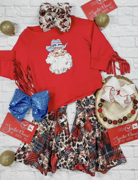 6.11 GLP1993 Baby Girls Christmas Santa Tassels Top Bell Pants Clothes Sets Preorder