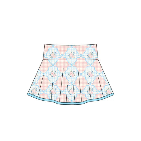 6.5 GLK0101 Baby Girls Pink Flowers Plaid Skirts Preorder