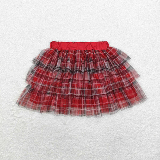 L-3.3 GLK0033 British school style three-layer gauze skirt red and black striped skirt
