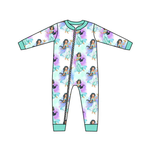 6.24 Custom Moq 3 Baby Girls Long Sleeve Princess 14 Zip Rompers