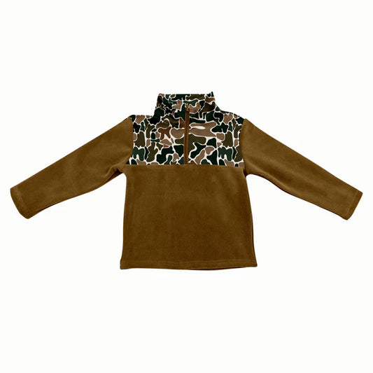 8.2 BT1309 Baby Boys Western Brown Camo Zipper Pullovers Top Preorder