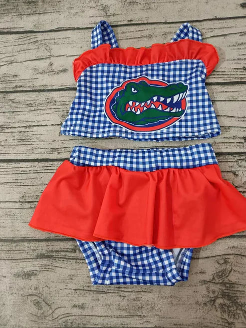 5.5 Baby Girls two pcs Alligator team Blue swimsuits preorder(moq 3)