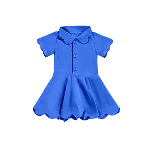 4.21 GSD2475 Baby Girls Blue Short Sleeves Button Yoga Knee Length Dresses Preorder