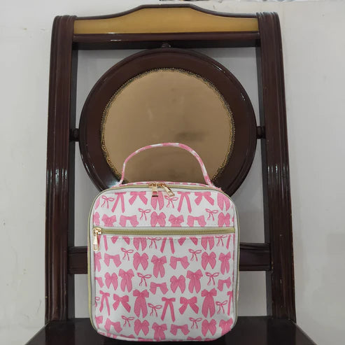 8.13 BA0284 Baby Girls Pink Bows Lunch Dinner Picnic Box Bags