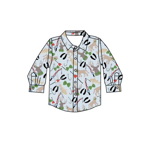 8.14 BT1322 Baby Boys Green Plaid Button Fishing Shirts Top Preorder