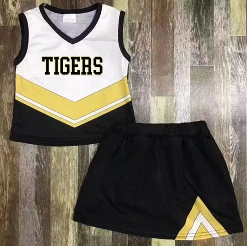 5.9  Girls team custom black sleeveless top skirt suit