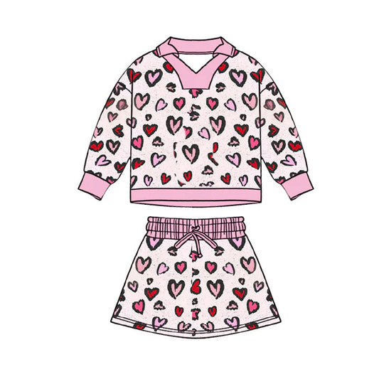 11.24 MOQ：5pcs GLD1536 pre-order baby girl clothes heart print toddler girl Valentine skirt outfit