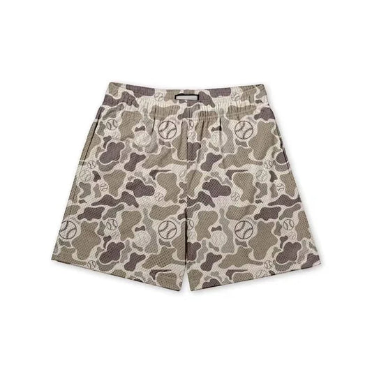 9.26 SS0654 Baby Boys Khaki Camo Baseballs Team Pockets Shorts Bottom Preorder