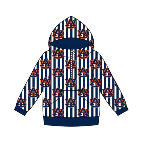 11.4 Custom Moq 8 Baby Boys Zipper Pockets Navy Stripe AU Team Hoodies Top