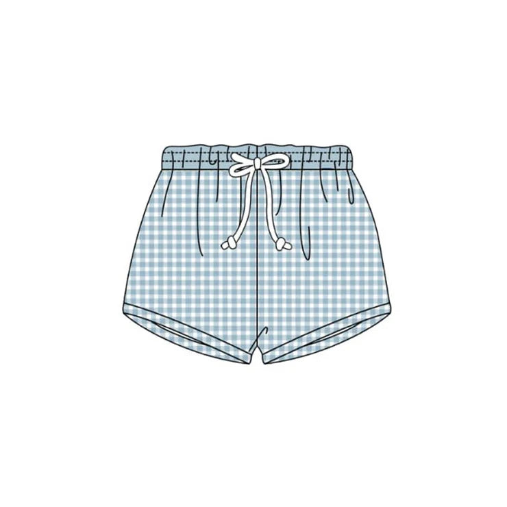 12.1 MOQ：5pcs S0645 pre-order baby boy clothes gingham boy summer swim shorts