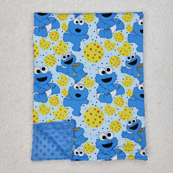 3.15  BL0195 Baby Toddler Girls Cartoon Blue Cookie Minky Blanket
