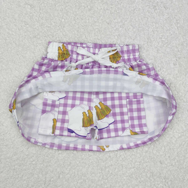 L-3.2 GLK0035 Baby Girls Mardi Gras Checkered Boots Skort Skirt