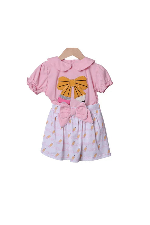 12.4 MOQ:5pcs GSD3280 pre-order toddler girl clothes pencil girl back to school summer skirt set