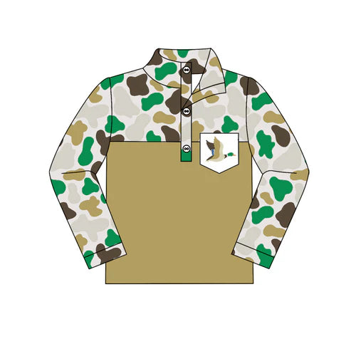 5.29 BT0934 Baby Boys Dark Green Camo Duck Zip Pullovers Tops Preorder