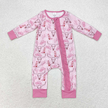 3.14 LR0689 RTS baby girl clothes cowboy girl winter romper -Bamboo
