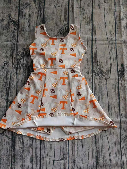 7.4 Custom Moq 3 Baby Girls Tennessee Team Cheer Straps Dresses