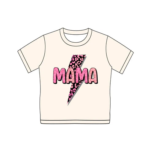 6.19 GT1022 Adult Women Short Sleeves MAMA Leopard Lightning Tee Shirts Top Preorder