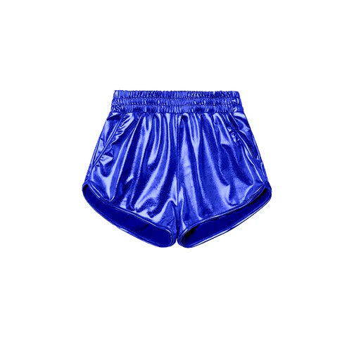 SS0409 Baby Girls Blue Pocket Leather Elastic Bottom Shorts Preorder