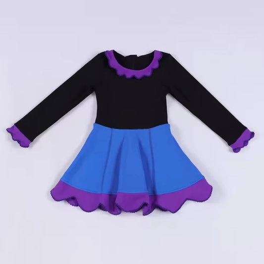 11.22 MOQ:5pcs GLD1520 pre-order toddler girl clothes mardi gras print girl winter yoga dress