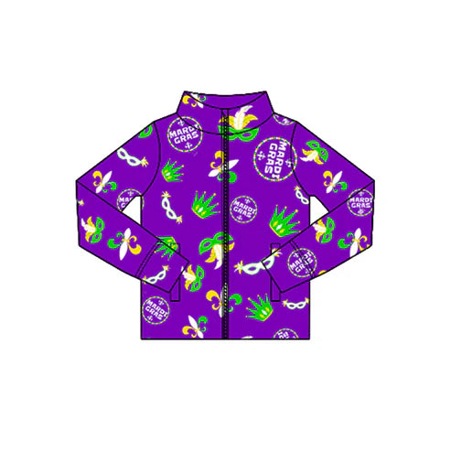 10.27  GT1357 Baby Girls Mardigras Anchors Masks Yoga Zipper Jackets Top Preorder